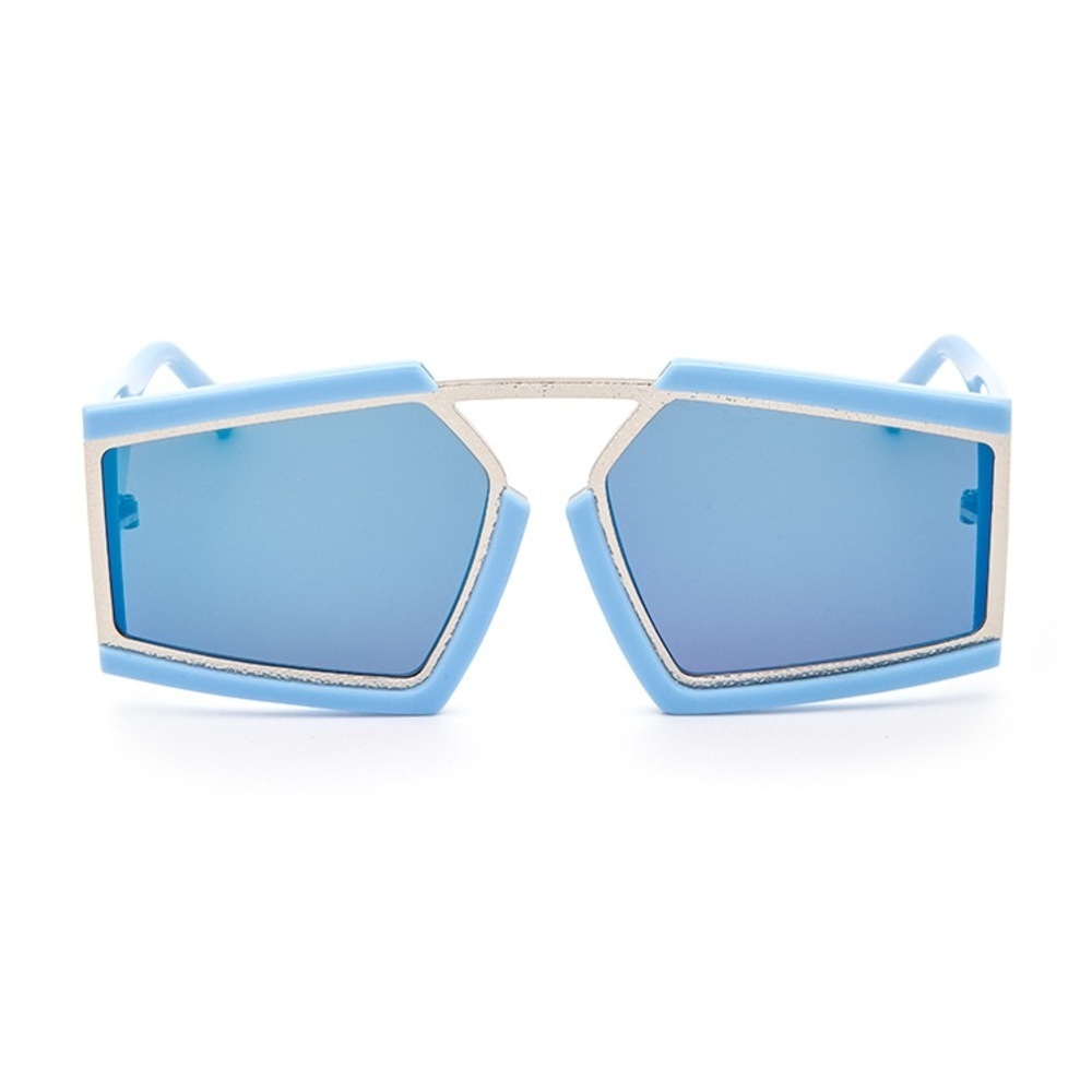 Sky Luxe Geometric Shield Sunnies Stylish Blue Geometric Sunglasses
